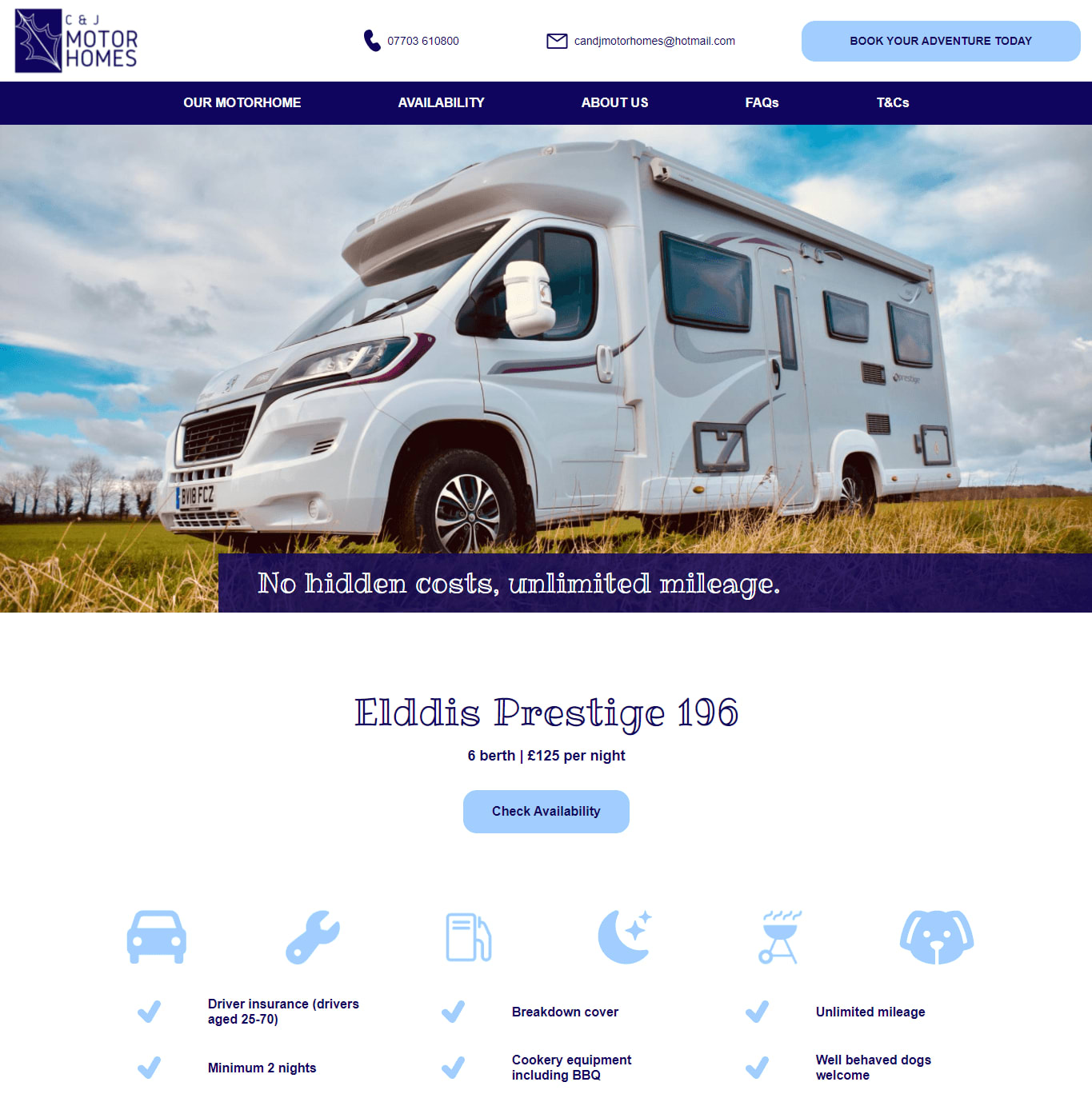 c and j motorhomes website image